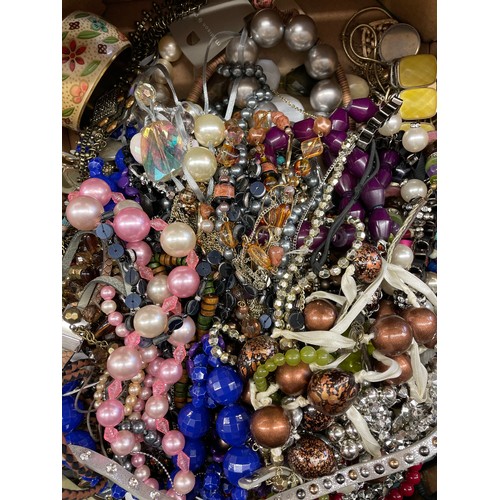 520 - SELECTION OF COSTUME JEWELLERY MAINLY BEADED NECKLACES AND BANGLES