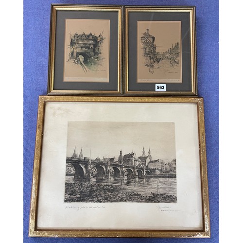 563 - MARJORIE C. BATES LITHOGRAPHIC PRINTS OF STREET SCENES SIGNED IN PENCIL TUDOR HOUSE STRATFORD AND TH... 