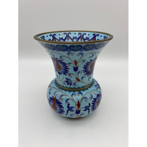 482 - ORIENTAL CLOISONNE ENAMELLED FLARED BULBOUS VASE