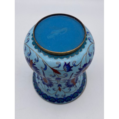 482 - ORIENTAL CLOISONNE ENAMELLED FLARED BULBOUS VASE