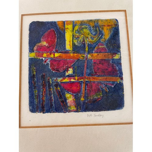 554 - LESLEY DANIELS ARTIST PROOF PRINT ENTITLED BALL GAMES AND A BILL YARDLEY COLLAGRAPH ENTITLED SUMMER ... 