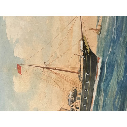 551 - H.C. HOWARD WATER COLOUR OF A MARITIME YACHT IN SEACSAPE FRAMED AND GLAZED