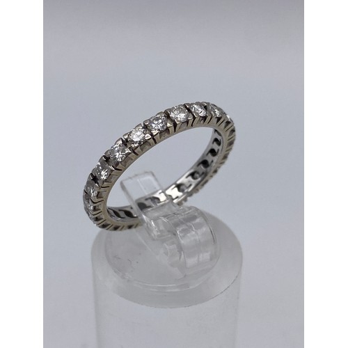 506 - 14K WHITE GOLD DIAMOND ETERNITY BAND 23 ROUND BRILLIANT CUT DIAMONDS APPROX 1.13 CARATS OVERALL WEIG... 