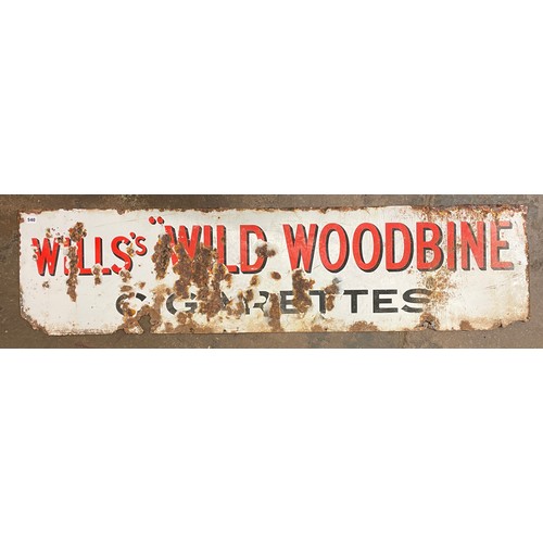 540 - VINTAGE ADVERTISING SIGN WILLS WILD WOODBINE CIGARETTES AS FOUND