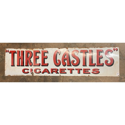 539 - VINTAGE ENAMEL ADVERTISING SIGN THREE CASTLE CIGARETTES