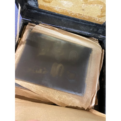 544 - BOX CONTAINING GLASS PHOTOGRAPHIC SLIDES COVERING FACTORY ENVIRONMENT AND MOTORCYCLES