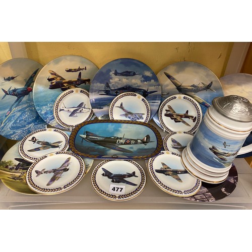 477 - BRADEX EXCHANGE LIMITED EDITION BONE CHINA PLATES WWII RELATED PLANES AND COMMEMORATIVE TANKARD