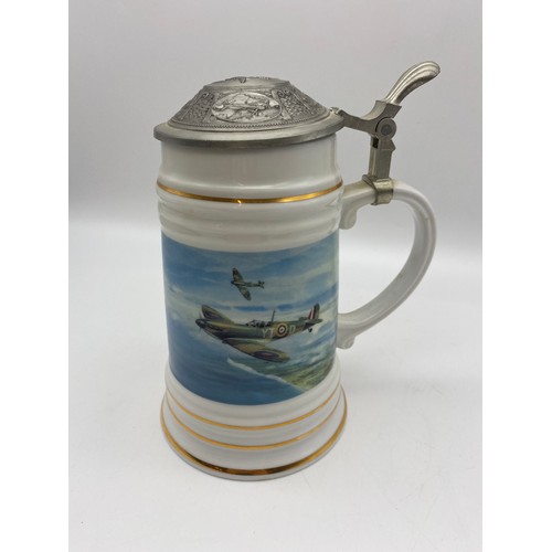 477 - BRADEX EXCHANGE LIMITED EDITION BONE CHINA PLATES WWII RELATED PLANES AND COMMEMORATIVE TANKARD