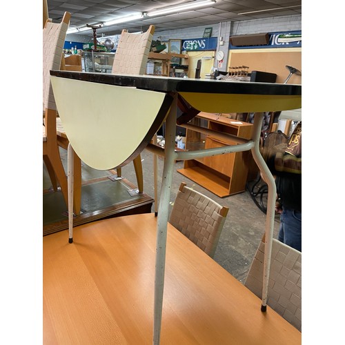 42 - 1950S/60S YELLOW FORMICA DROP FLAP KITCHEN TABLE