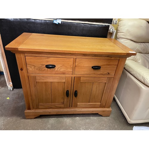 131 - OAK SIDE CUPBOARD WITH TWO DRAWERS