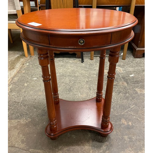 87 - MAHOGANY OVAL SIDE TABLE WITH UNDER TIER