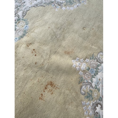 51 - LARGE CREAM FLORAL WOOLEN CARPET 363cm x 270cm