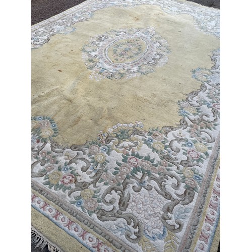 51 - LARGE CREAM FLORAL WOOLEN CARPET 363cm x 270cm