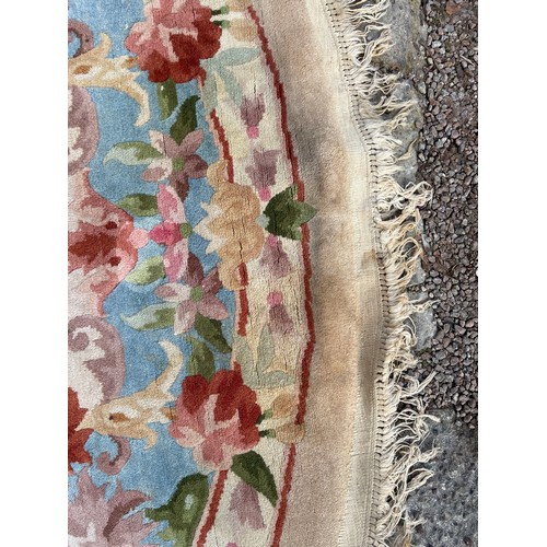 31 - PEACH CHINESE FLORAL FRINGED CARPET