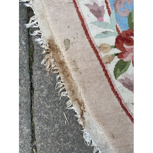 31 - PEACH CHINESE FLORAL FRINGED CARPET