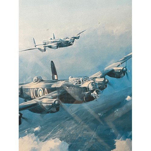 22 - LITHOGRAPHIC PRINT ENTITLED LANCASTER AFTER ROBERT TAYLOR SIGNED IN PENCIL LEONARD CHESHIRE (H: 35cm... 