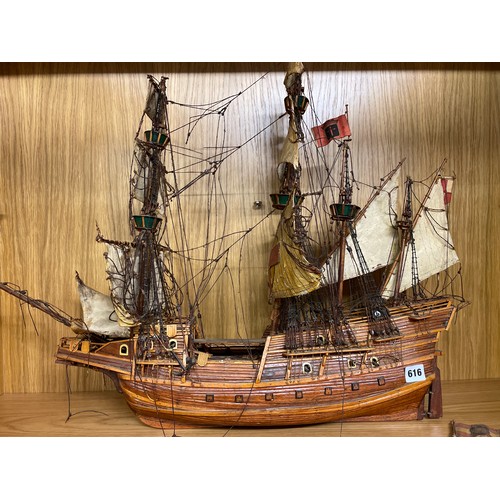 90 - SCRATCH BUILT MODEL OF A PORTUGUESE GALLEON