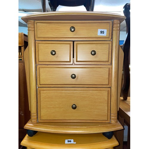 95 - LIGHT WOOD MULTI DRAWER MOBILE CHEST