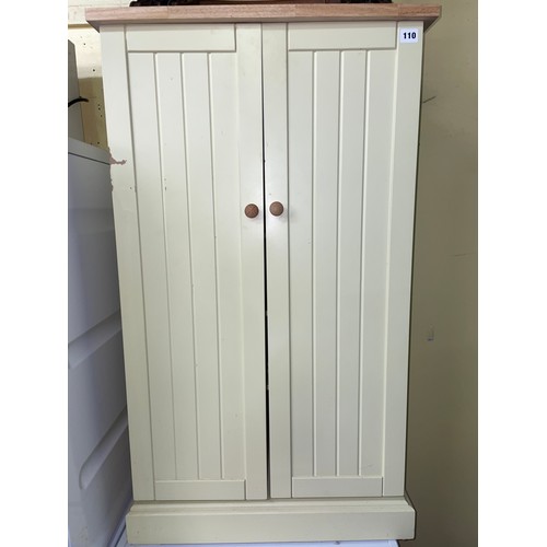 110 - CREAM PANELLED TWO DOOR CABINET