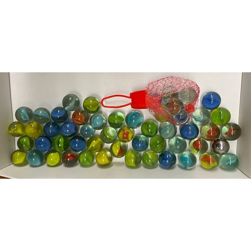 377 - SMALL SELECTION OF GLASS MARBLES