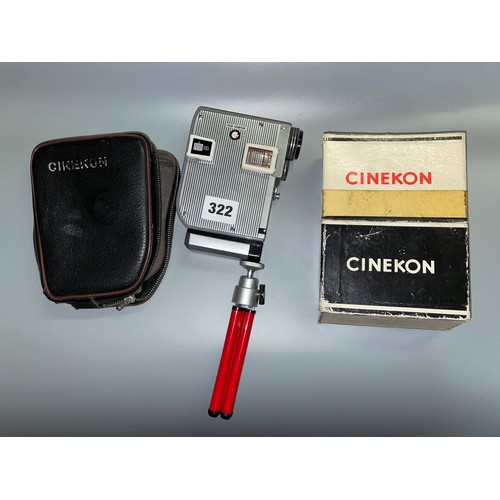 322 - VINTAGE CINEKON CAMERA WITH TRIPOD