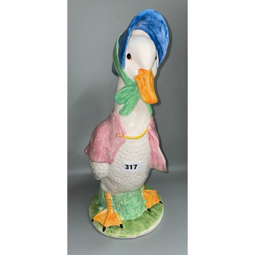 317 - POTTERY FIGURE OF JEMIMA PUDDLE DUCK