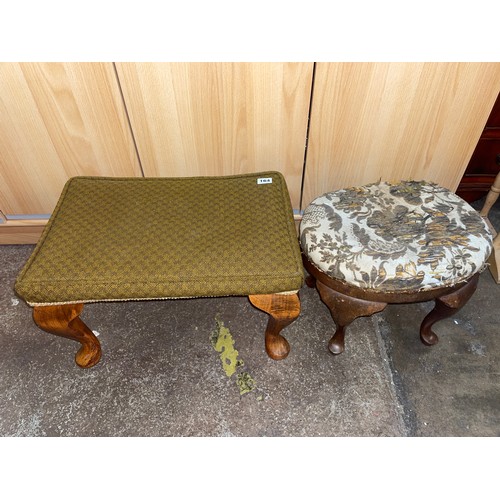 164 - UPHOLSTERED CABRIOLE LEG STOOL AND ONE OTHER