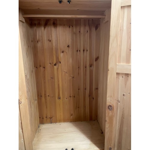 159 - PINE PANELLED DOOR COMBINATION WARDROBE