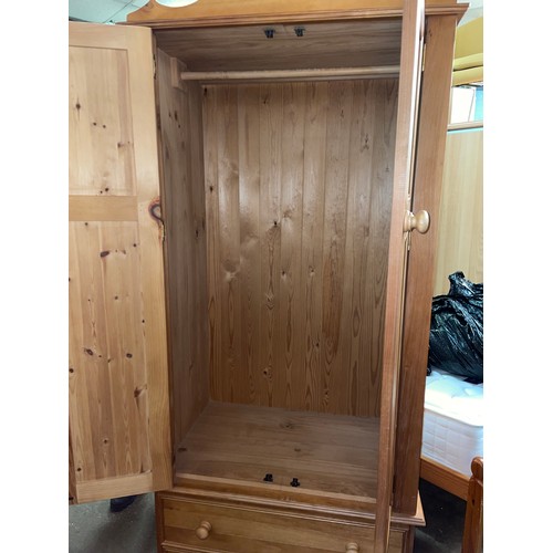 160 - PINE PANELLED DOOR COMBINATION WARDROBE