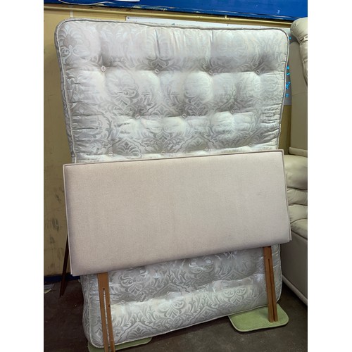 173 - LAYEZEE GOLD BROCADE DOUBLE DIVAN BED AND OATMEAL HEADBOARD