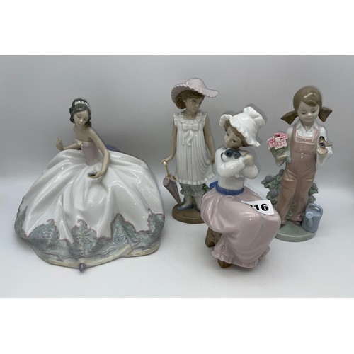 216 - LLADRO AND NAO PORCELAIN FIGURE GROUPS