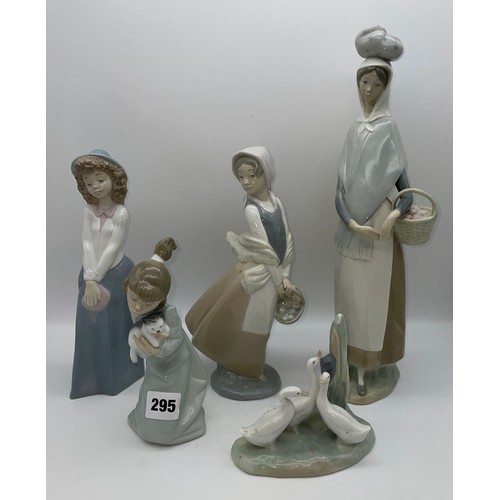 295 - FIVE NAO AND LLADRO PORCELAIN FIGURES