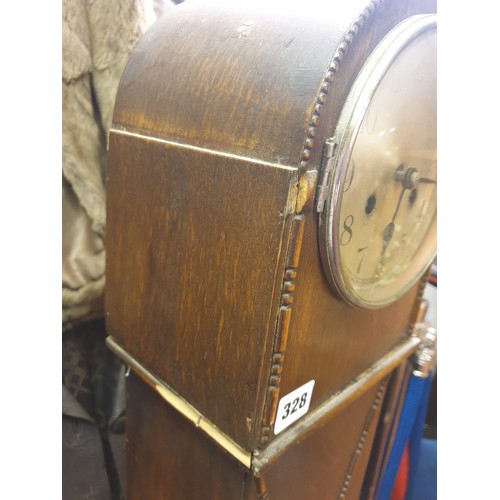 328 - OAK CASED GRANDDAUGHTER CLOCK A/F