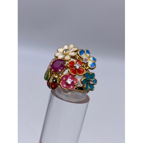 403 - SEVEN SILVER MULTI COLOURED STONE DRESS RINGS