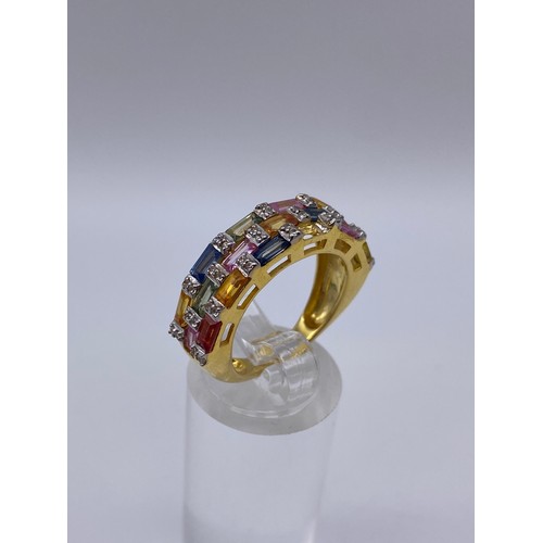 403 - SEVEN SILVER MULTI COLOURED STONE DRESS RINGS