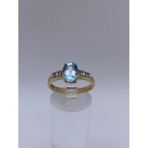 430 - 9CT GOLD AQUAMARINE RING SIZE O 3.1G APPROX