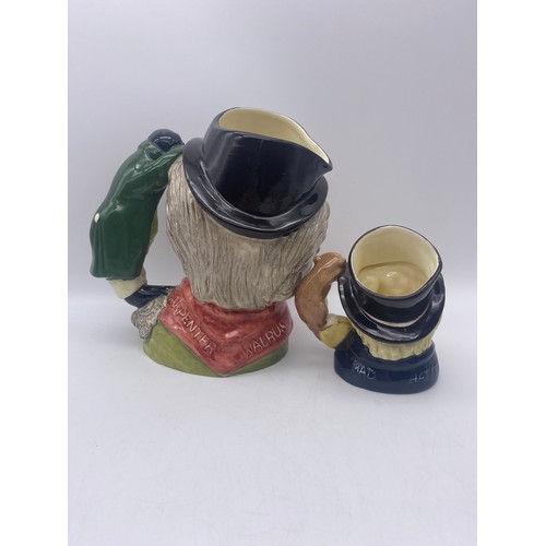 482 - ROYAL DOULTON THE WALRUS AND CARPENTER CHARACTER JUG, MAD HATTER, SYLVAC AND KELSBORO WARE JUGS