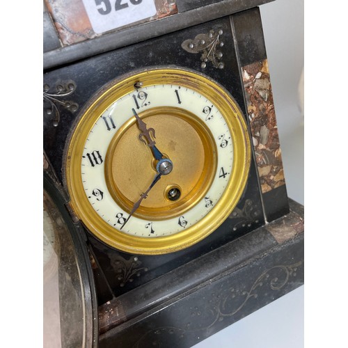 526 - BELGIAN BLACK SLATE AND MARBLE MANTEL CLOCK