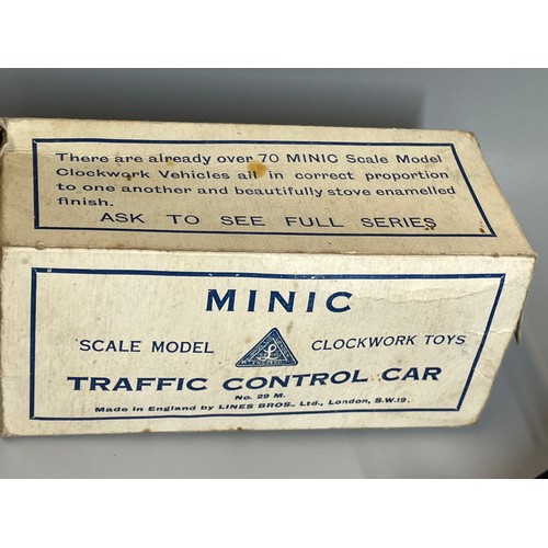 514 - MINIC TRIANG CLOCK WORK TRAFFIC CONTROL CAR NUMBER 29M (NO KEY)