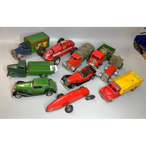 520 - SELECTION OF UNBOXED PLAYWORN MINIC TRUCKS AND CARS AS FOUND