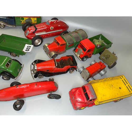 520 - SELECTION OF UNBOXED PLAYWORN MINIC TRUCKS AND CARS AS FOUND