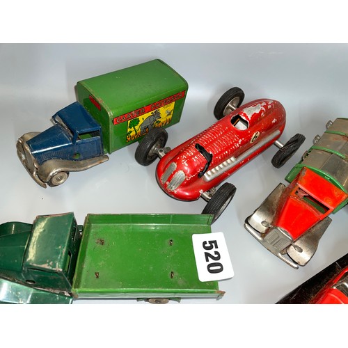 520 - SELECTION OF UNBOXED PLAYWORN MINIC TRUCKS AND CARS AS FOUND