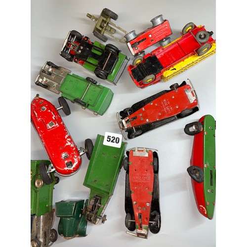 520 - SELECTION OF UNBOXED PLAYWORN MINIC TRUCKS AND CARS AS FOUND