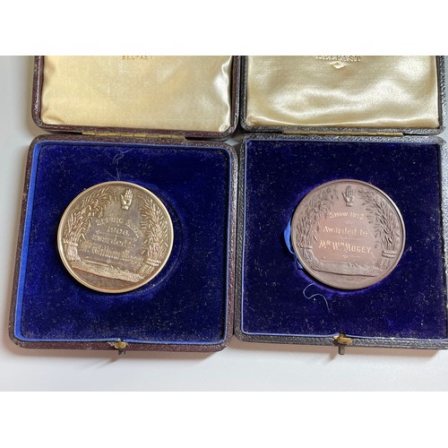 392 - TWO CASED ROYAL ULSTER AGRICULTURAL SOCIETY MEDALLIONS