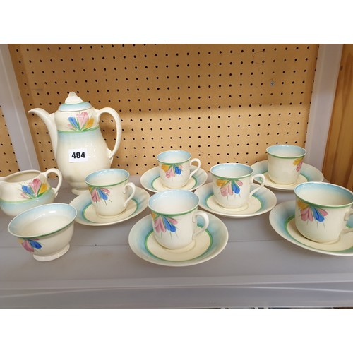 484 - CLARICE CLIFF CROCUS PATTERN COFFEE SET