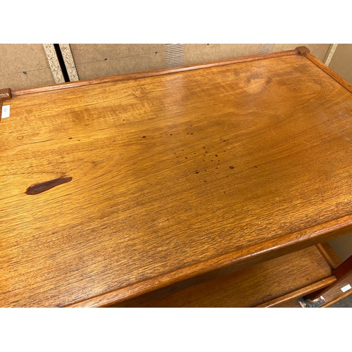 14 - 1970S TEAK TWO TIER TROLLEY TABLE