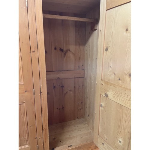 94 - PINE THREE DOOR WARDROBE WITH THREE DRAWERS