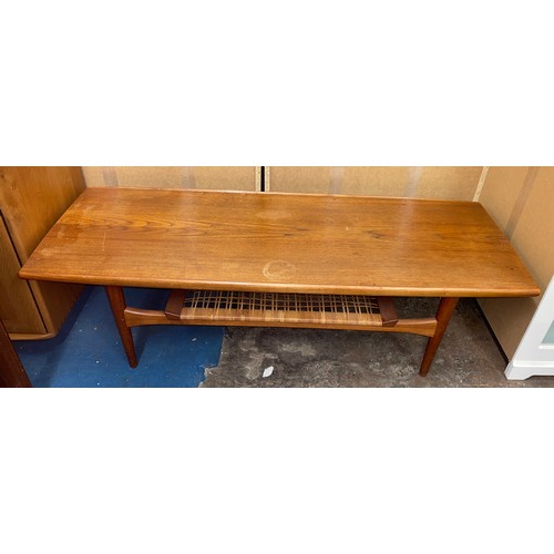 134 - 1960S/70S DANISH TEAK SURFBOARD STYLE COFFEE TABLE WITH UNDERTIER A/F