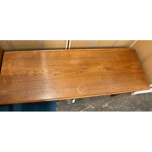 134 - 1960S/70S DANISH TEAK SURFBOARD STYLE COFFEE TABLE WITH UNDERTIER A/F