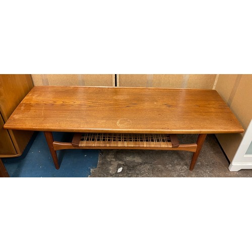 134 - 1960S/70S DANISH TEAK SURFBOARD STYLE COFFEE TABLE WITH UNDERTIER A/F